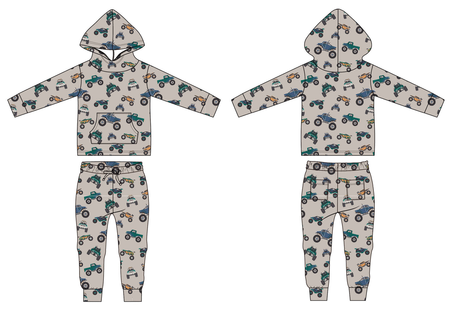 French Terry Hooded Jogger Set