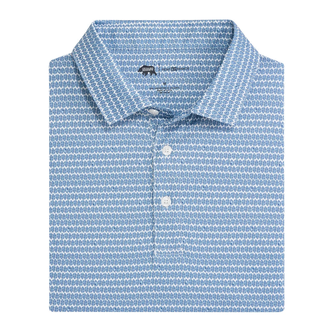 On The Half Shell Printed Performance Polo - Ensign Blue