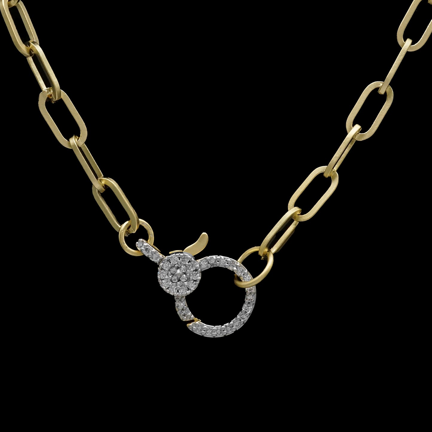 Matte Gold Pave Lobster Claw Necklace