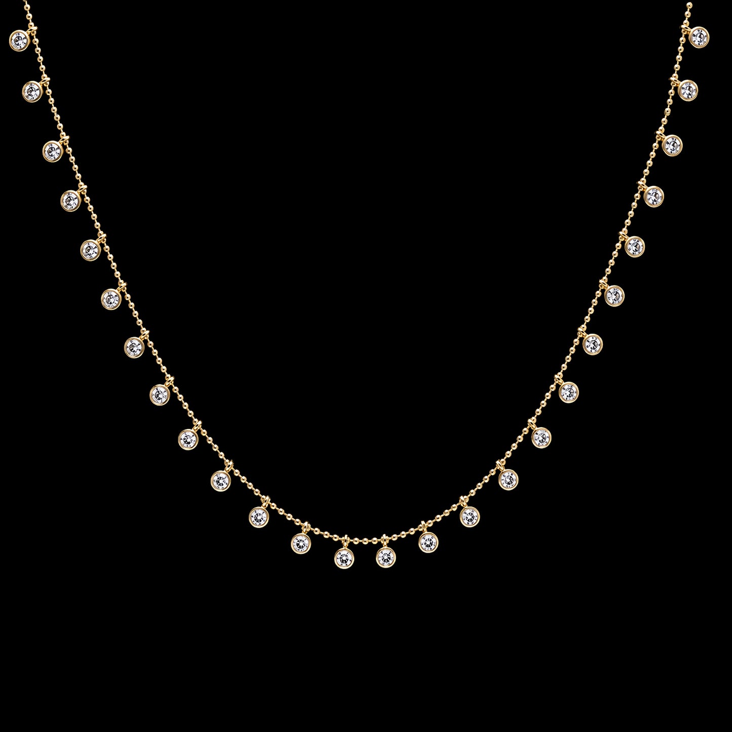 Matte Gold Necklace with Clear Dangle CZ
