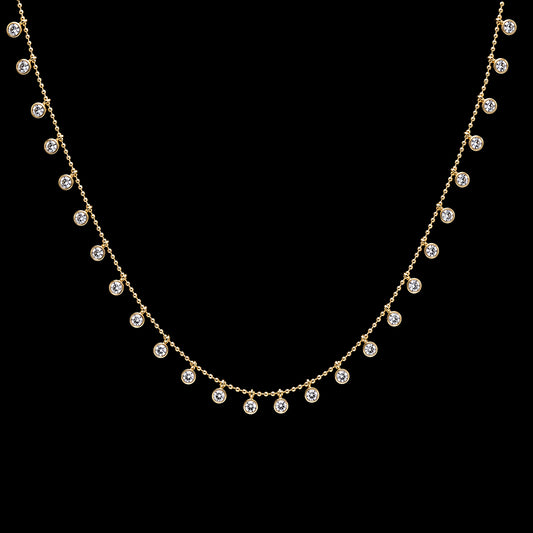 Matte Gold Necklace with Clear Dangle CZ