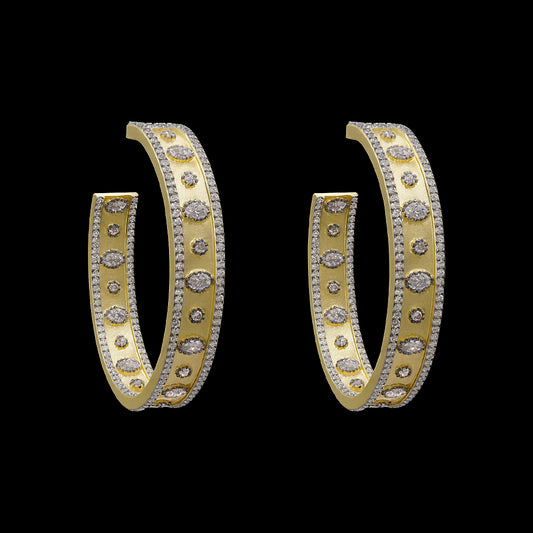Post Hoop Pave Earrings