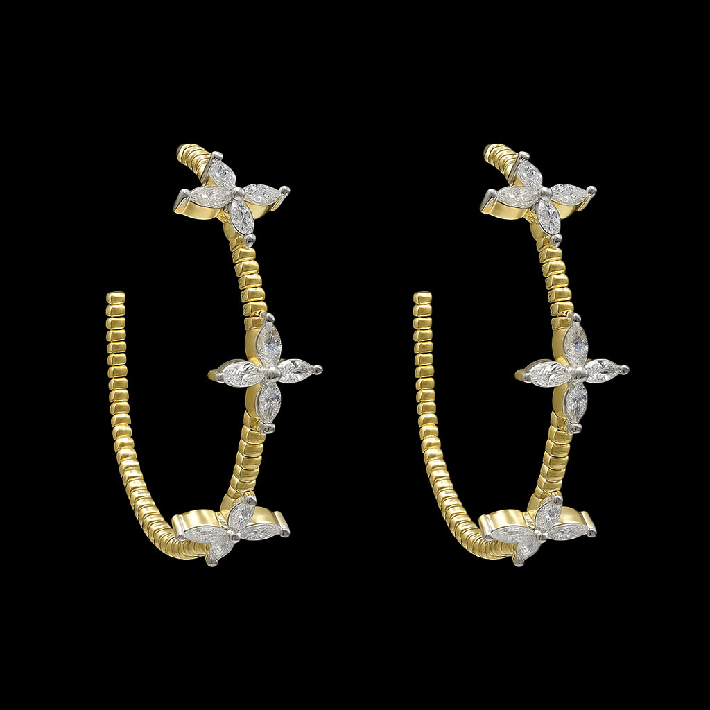 CZ Flower Hoop Earrings