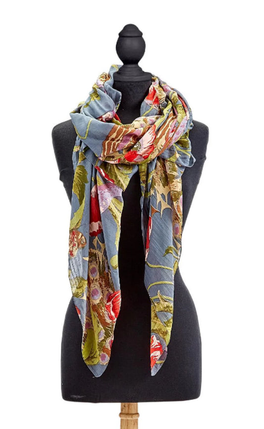 Poppies and Peacocks Scarf