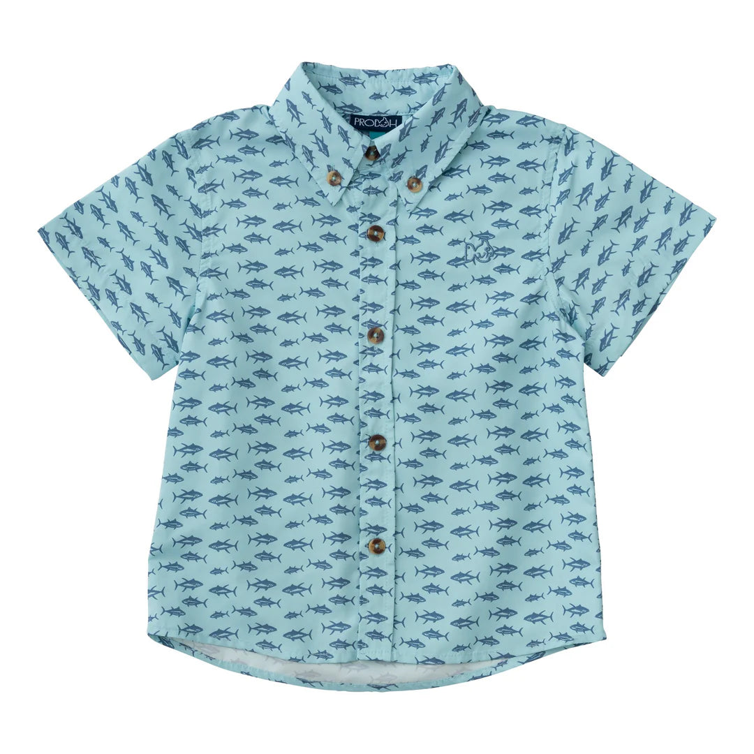 Short Sleeve Fishing Shirt in Tuna Allover Print