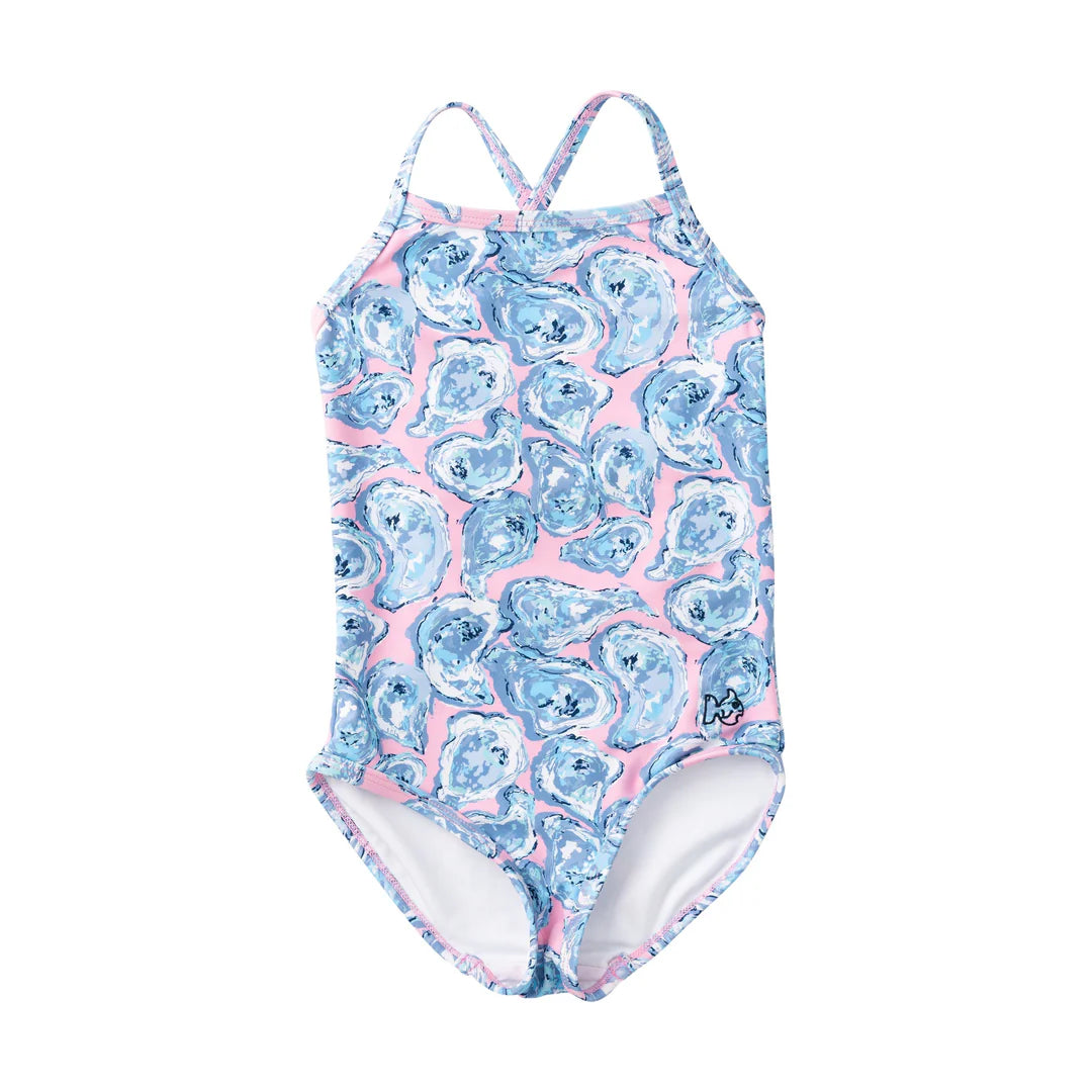 Girls Spring Tide Bow Back One Piece Swimsuit - Pink Oyster