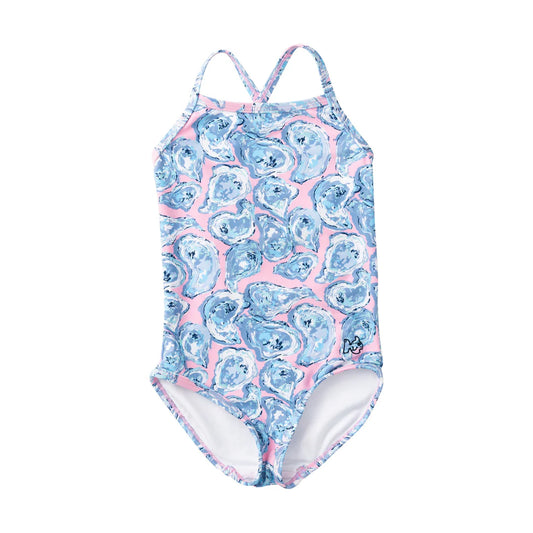 Girls Spring Tide Bow Back One Piece Swimsuit - Pink Oyster