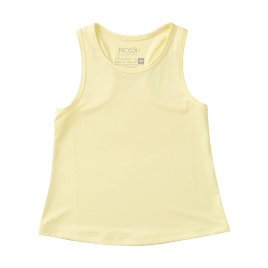 Girls Active Racerback Tank Top - Solid Yellow Pear