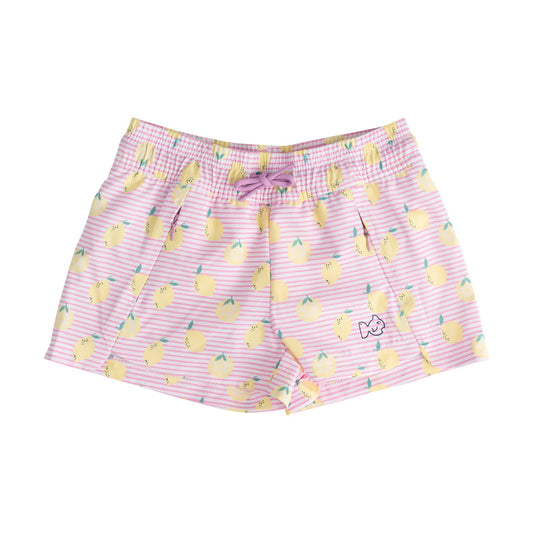 Girls Beach Cruiser Shorts Pink Frosting Lemon Stripe