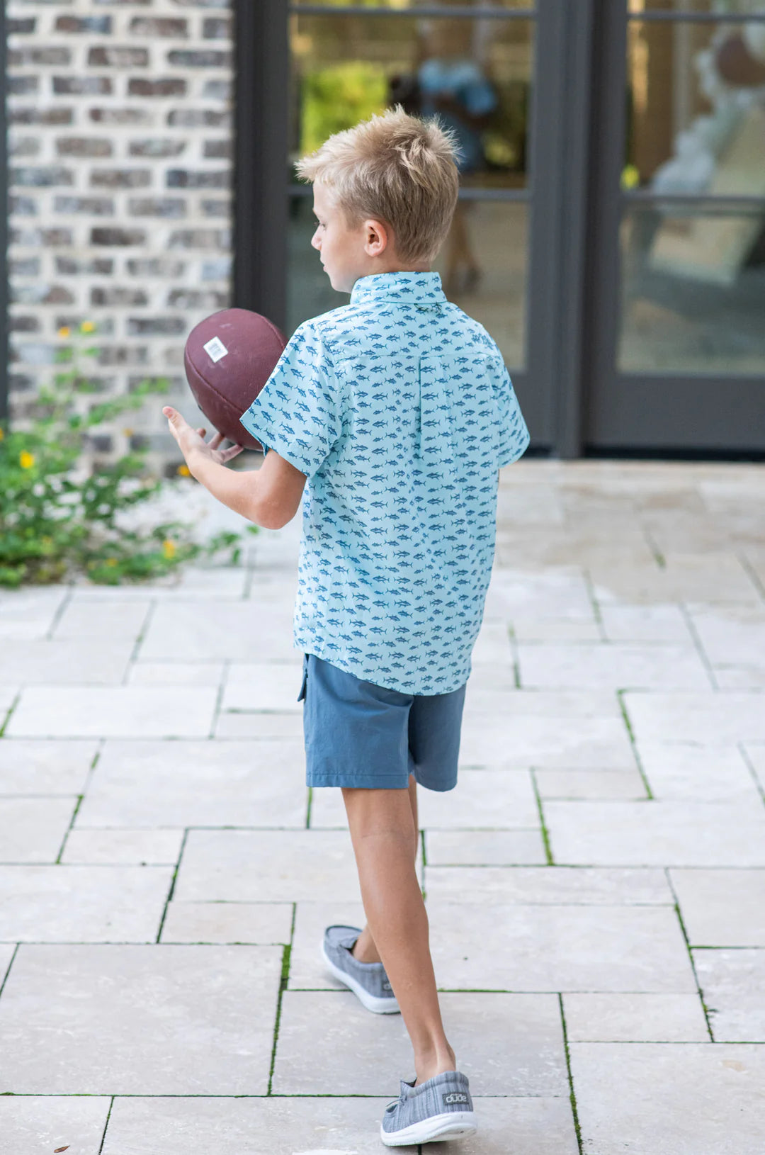 Short Sleeve Fishing Shirt in Tuna Allover Print