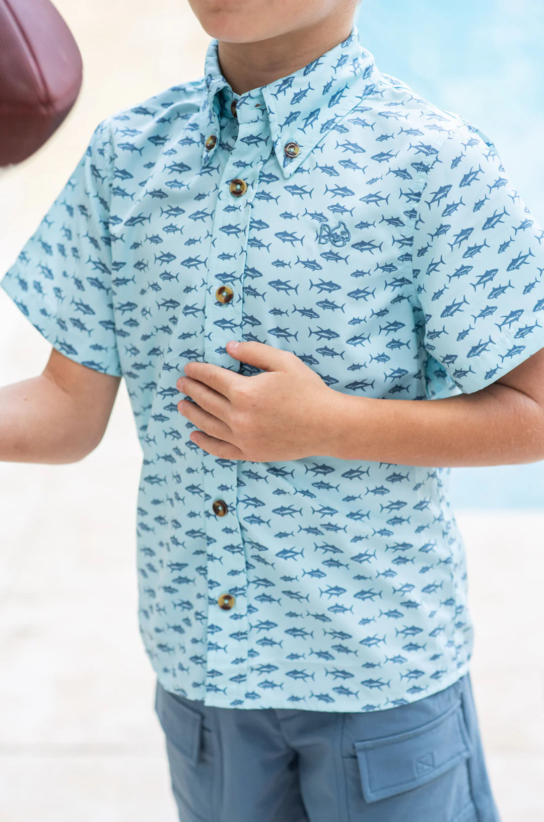Short Sleeve Fishing Shirt in Tuna Allover Print