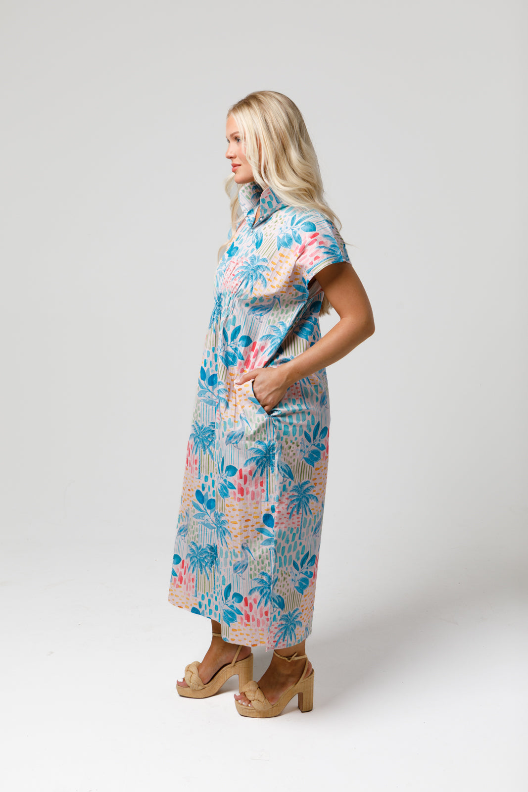 June Caftan Dress - Keywest Toile