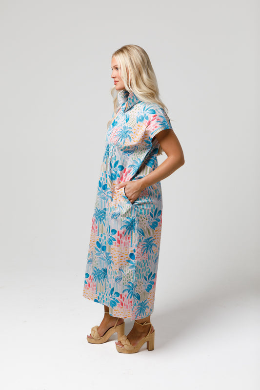 June Caftan Dress - Keywest Toile