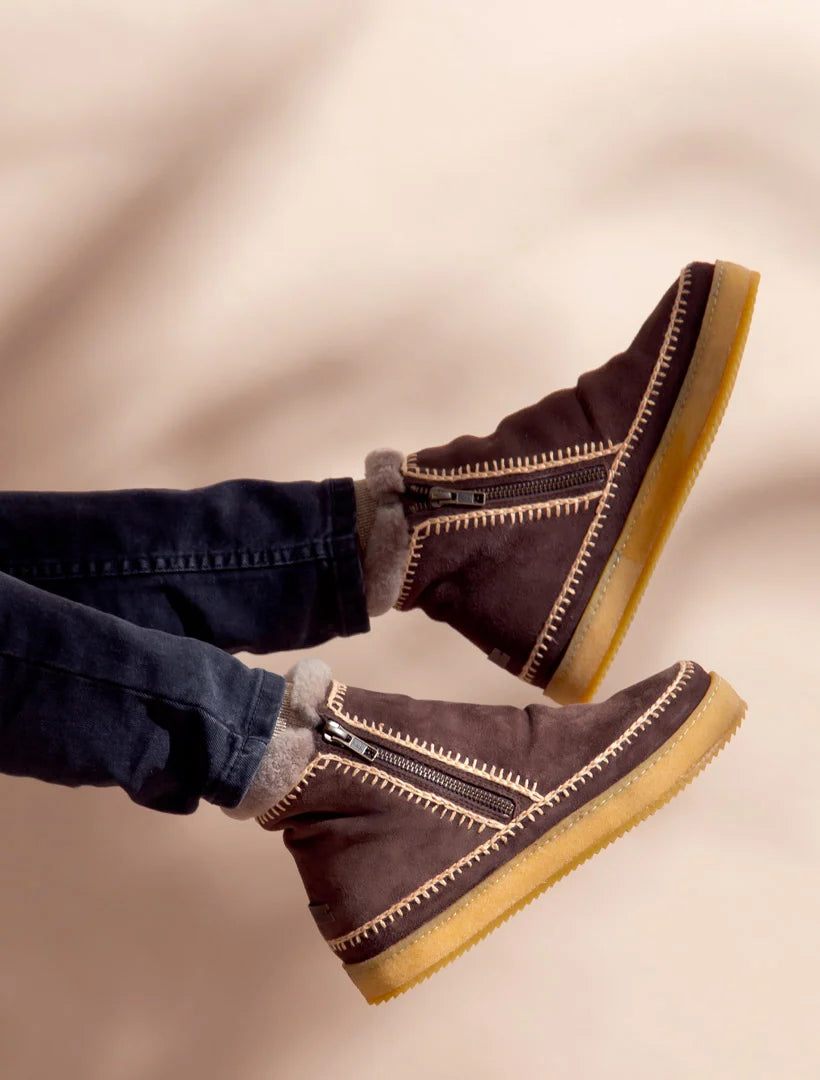 Setsu Crochet Crepe Chocolate Suede - Beige