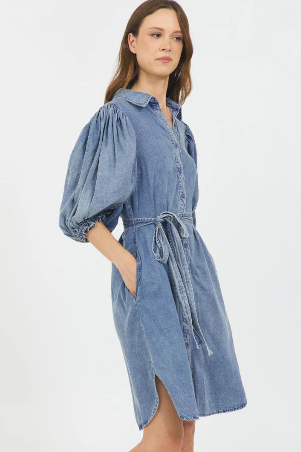 Puff Sleeve Dress - Denim