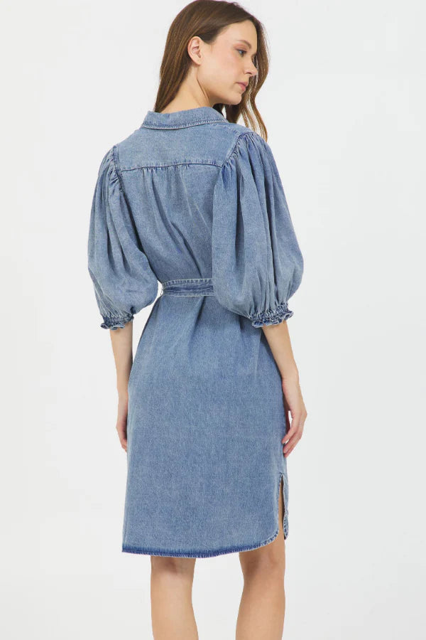 Puff Sleeve Dress - Denim