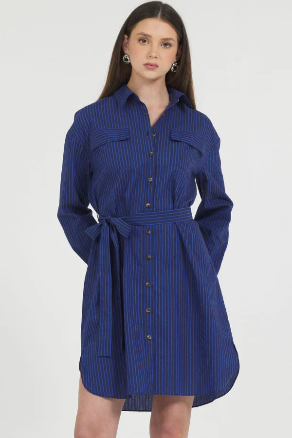 Stripe Button Down Shirt Dress