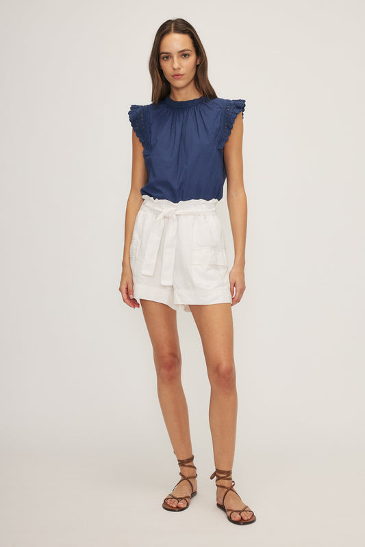 Spencer White Linen Shorts