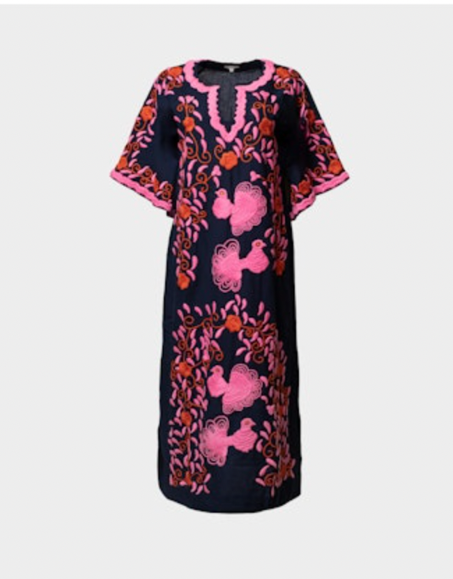 Charming Caftan Peacock Embroidery Dress