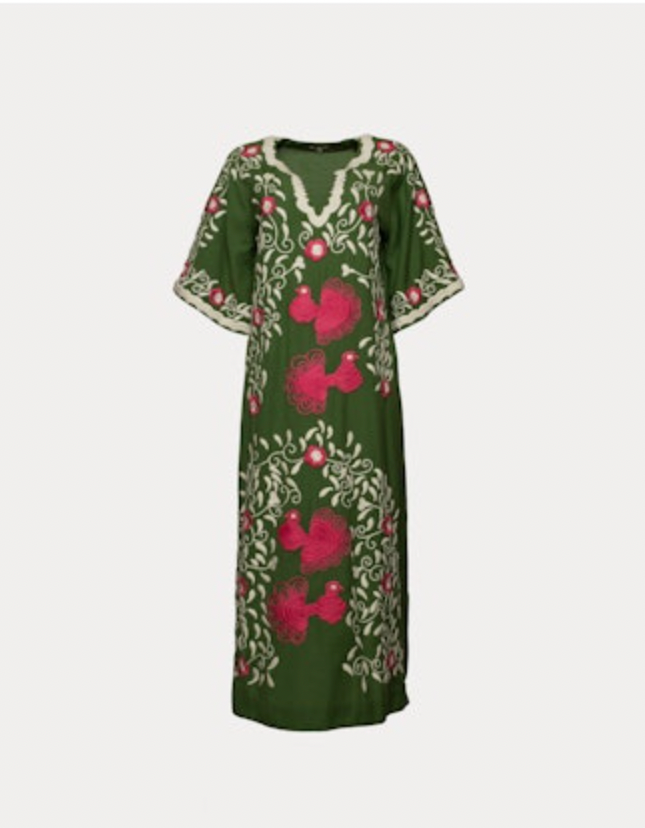 Peacock Caftan Embroidery Dress