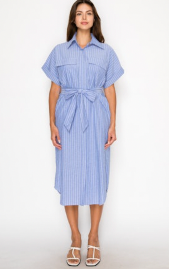 Nautical Stripe Shirt Dress