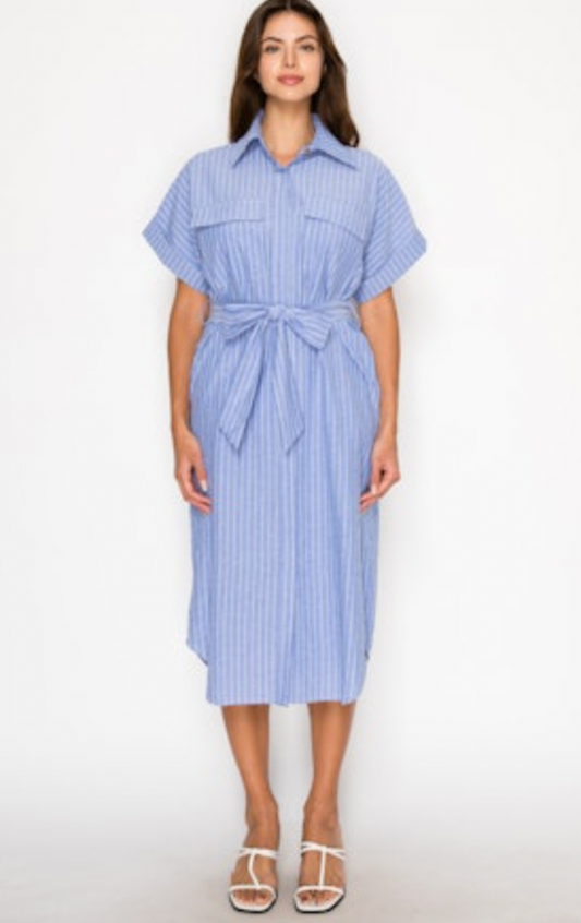Nautical Stripe Shirt Dress