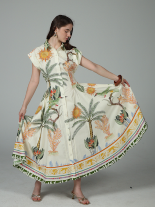 Alexis Button Closure Maxi Dress