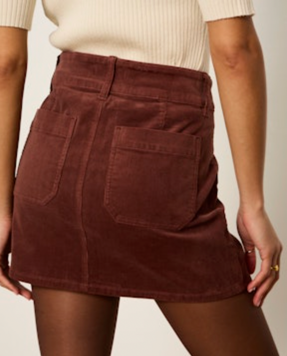 Downtown Corduroy Skirt - Burnt Cocoa
