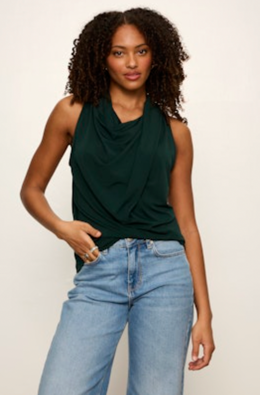 Nora Draped Tank - Forest