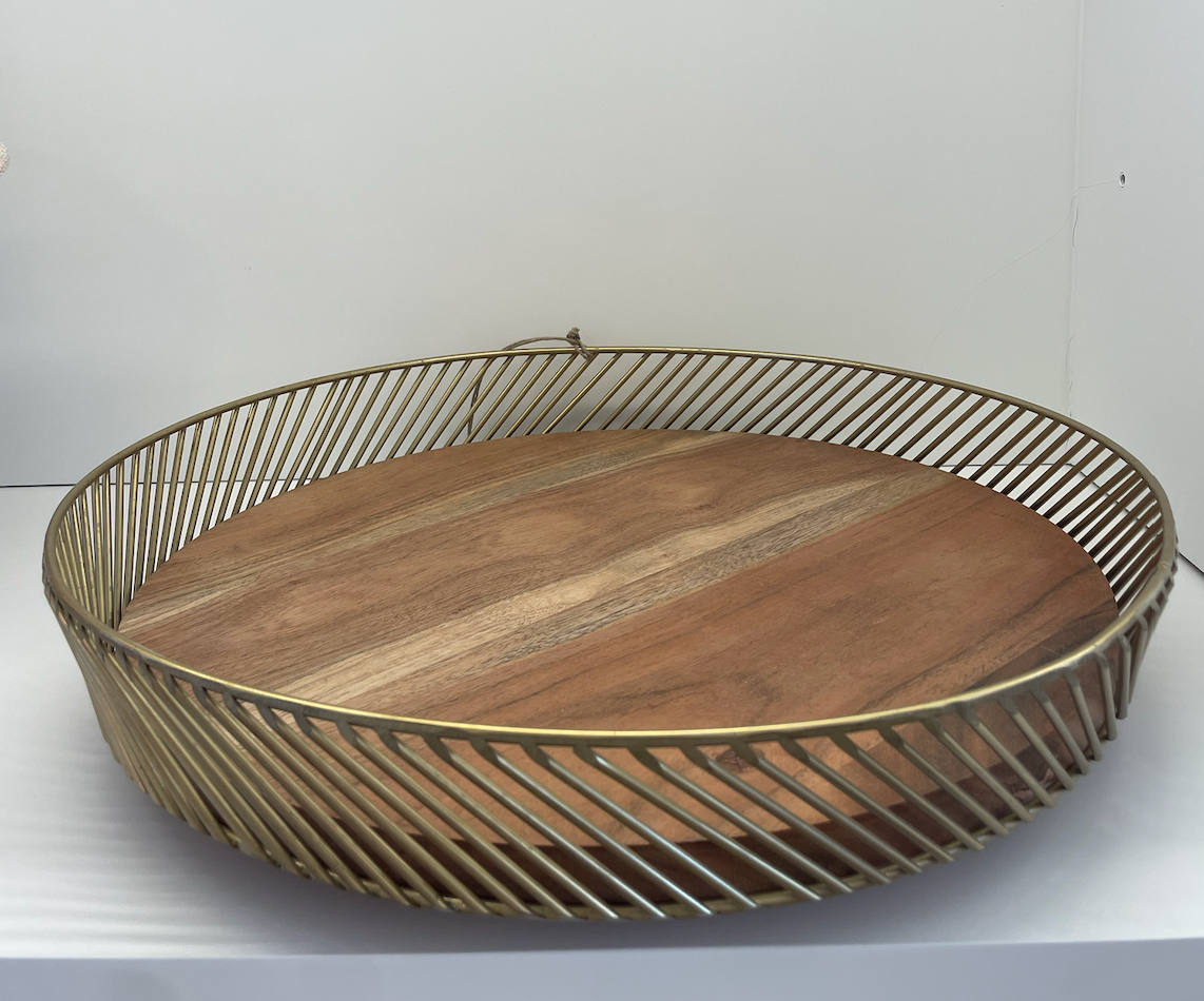 Wood and Gold Lazy Susan