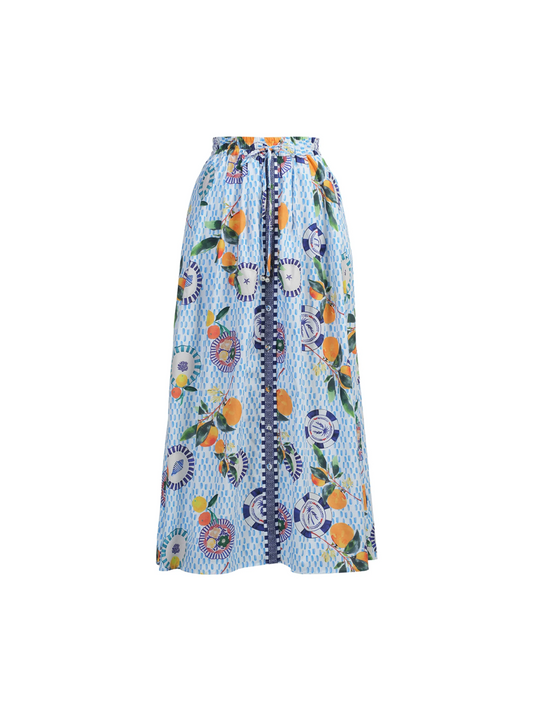 Bernie Print Skirt - White