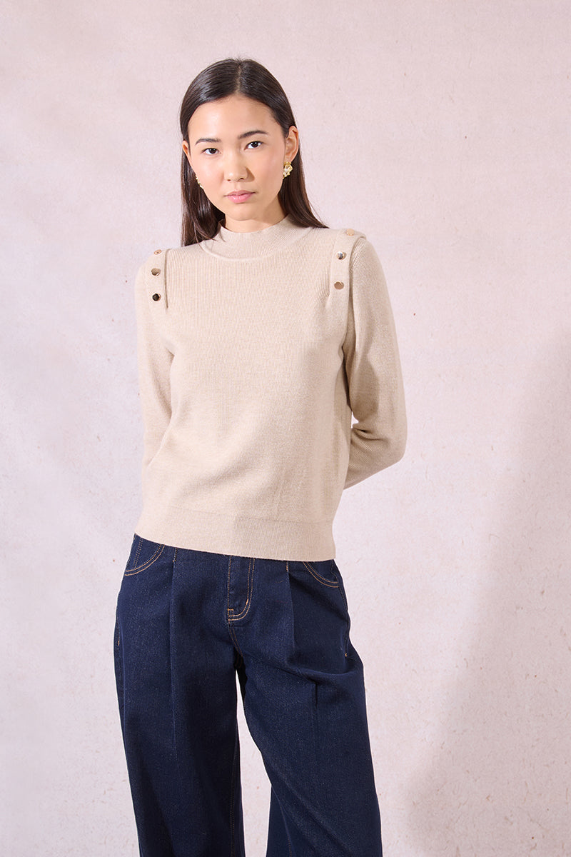 Button Sleeve sweater - beige