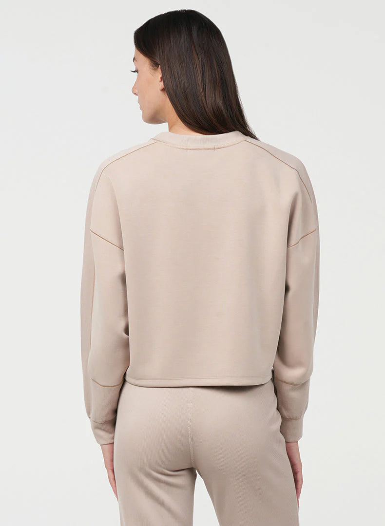 Ultraluxe Rib Inset Pullover - Almond: Cozy, Elegant & Stylish