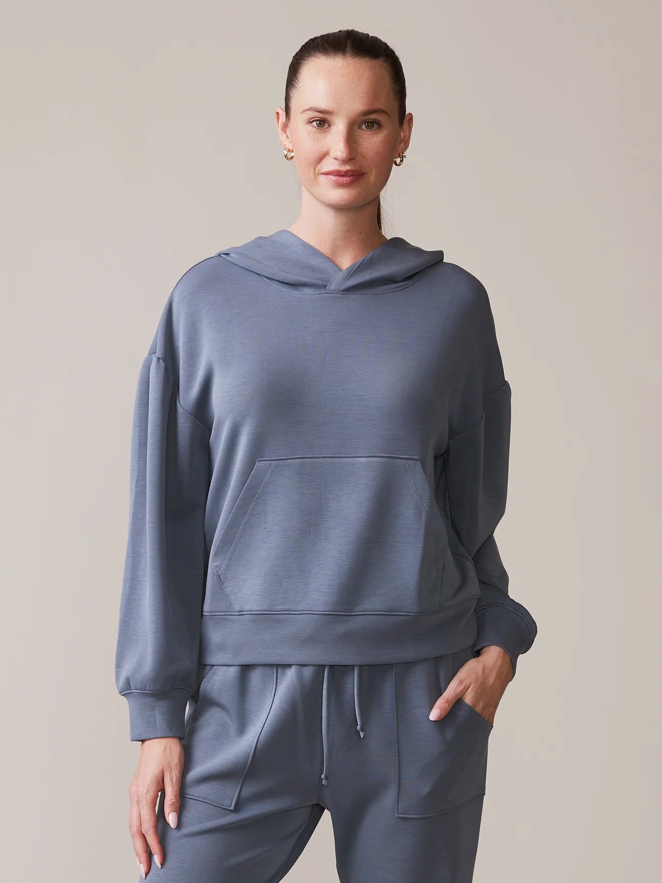 Luxe Shirred Hoodie - Basalt