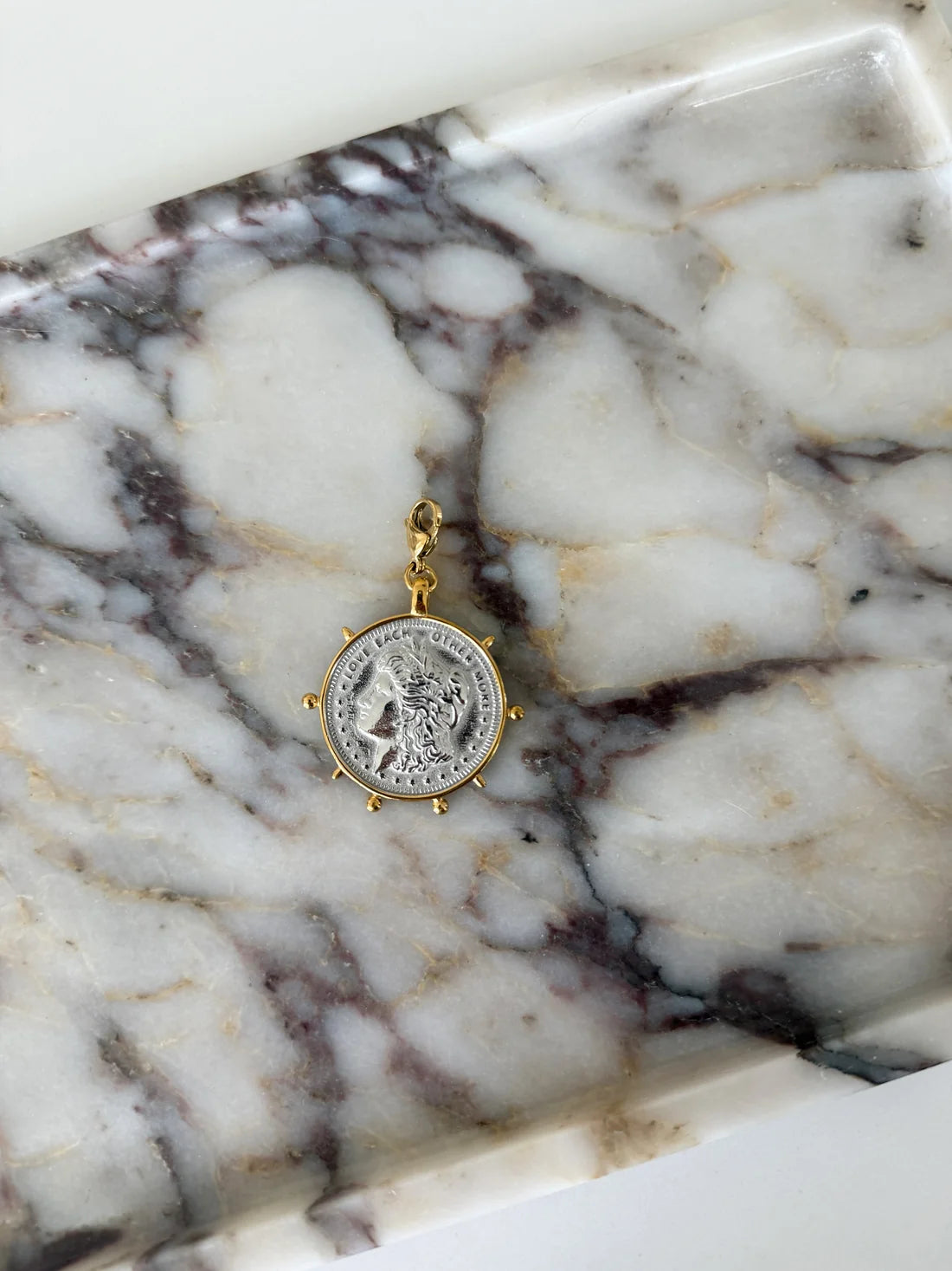 Two Tone Oversize Coin Pendant