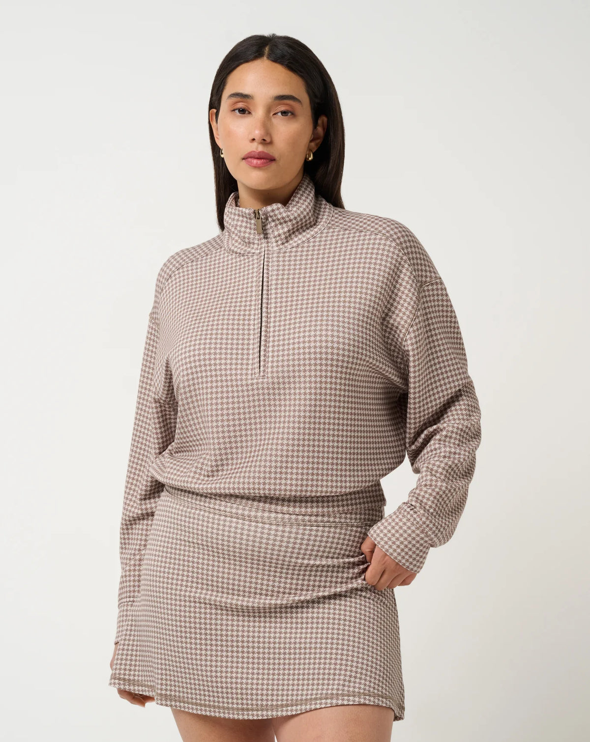 Printed Skyloft Soft echo 1/2 Zip - Walnut Multi