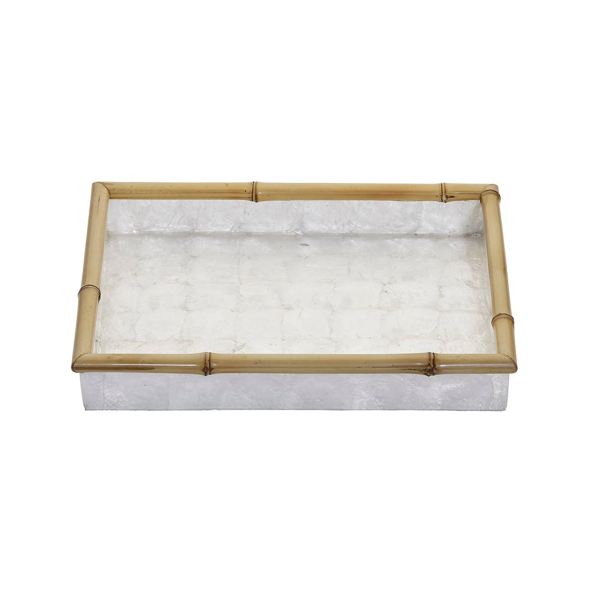 Ivory Capiz Tray w/ Bamboo Trim (Medium) 13.75 x 9.85 x 2.75