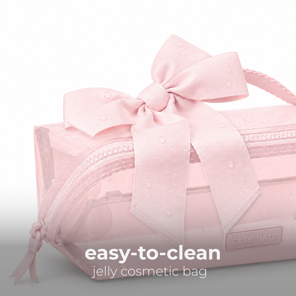 Jelly Cosmetic Bag – Ballet Pink Bow Lay-Flat Makeup Bag