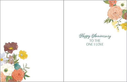 Anniversary Greeting Card - Golden Boho Flowers