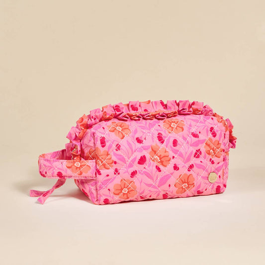 Essentials Quilted Cosmetic Pouch–Poppin' Petals Hot Pink