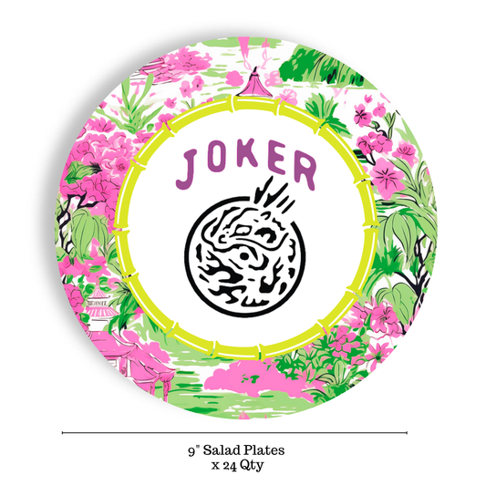 Mahjong 24ct 9" Paper Plates– Salad/Dinner Separates
