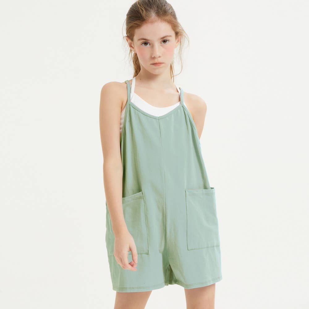 Two Pocket Cotton Overall Romper / Onesie