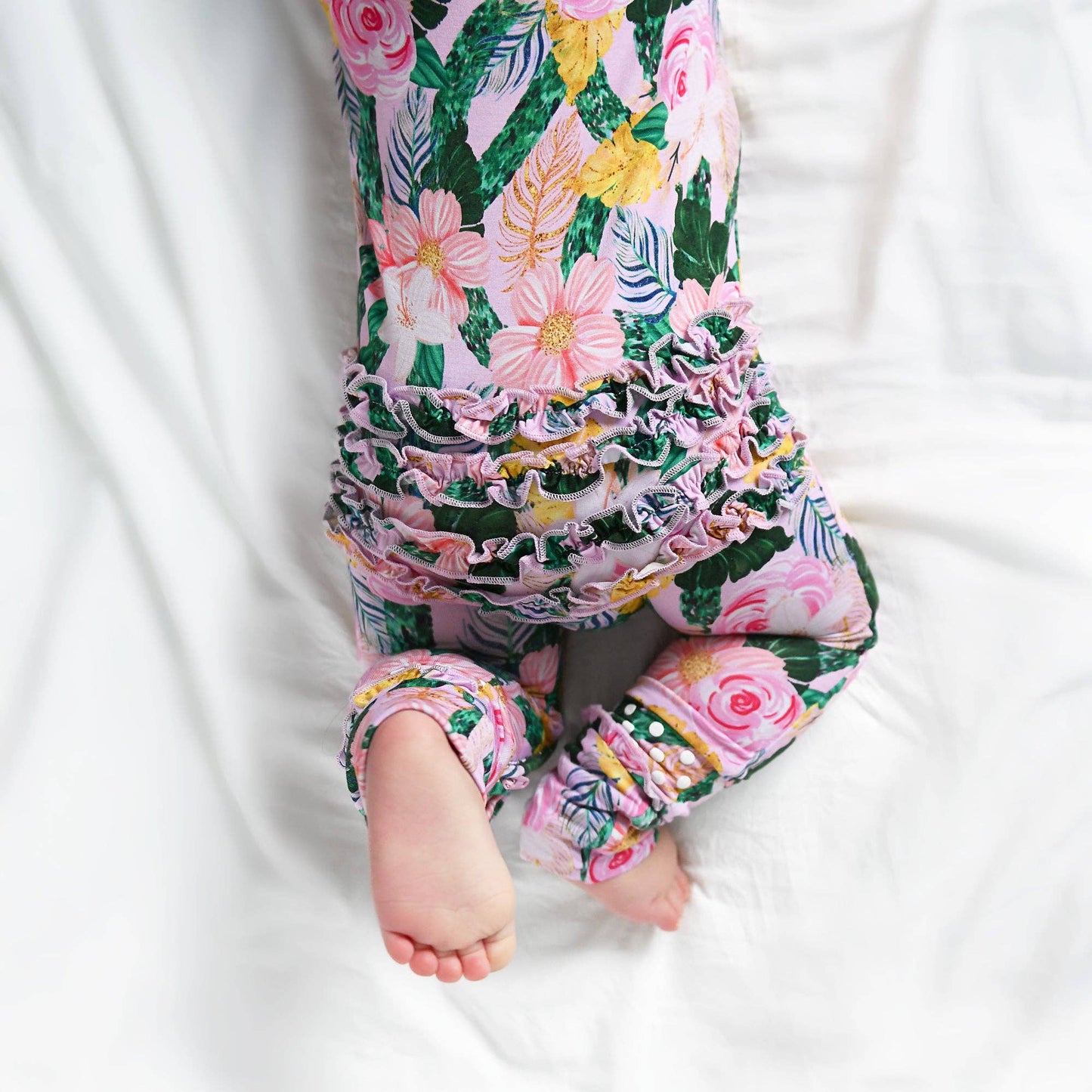 Luana RUFFLE ZIP Bamboo One Piece Floral Baby Outfit