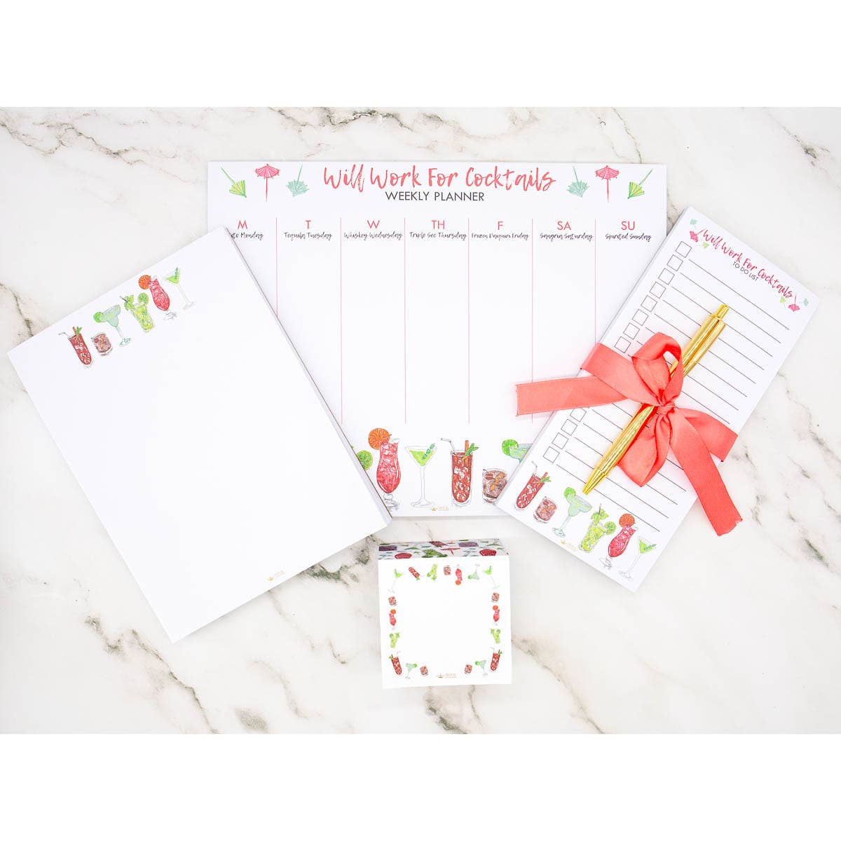 Cocktails Note Cube   White/Multi   3x3
