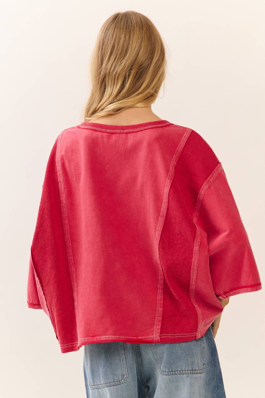 Acid Wash Oversized Short Sleeve Sweatshirt