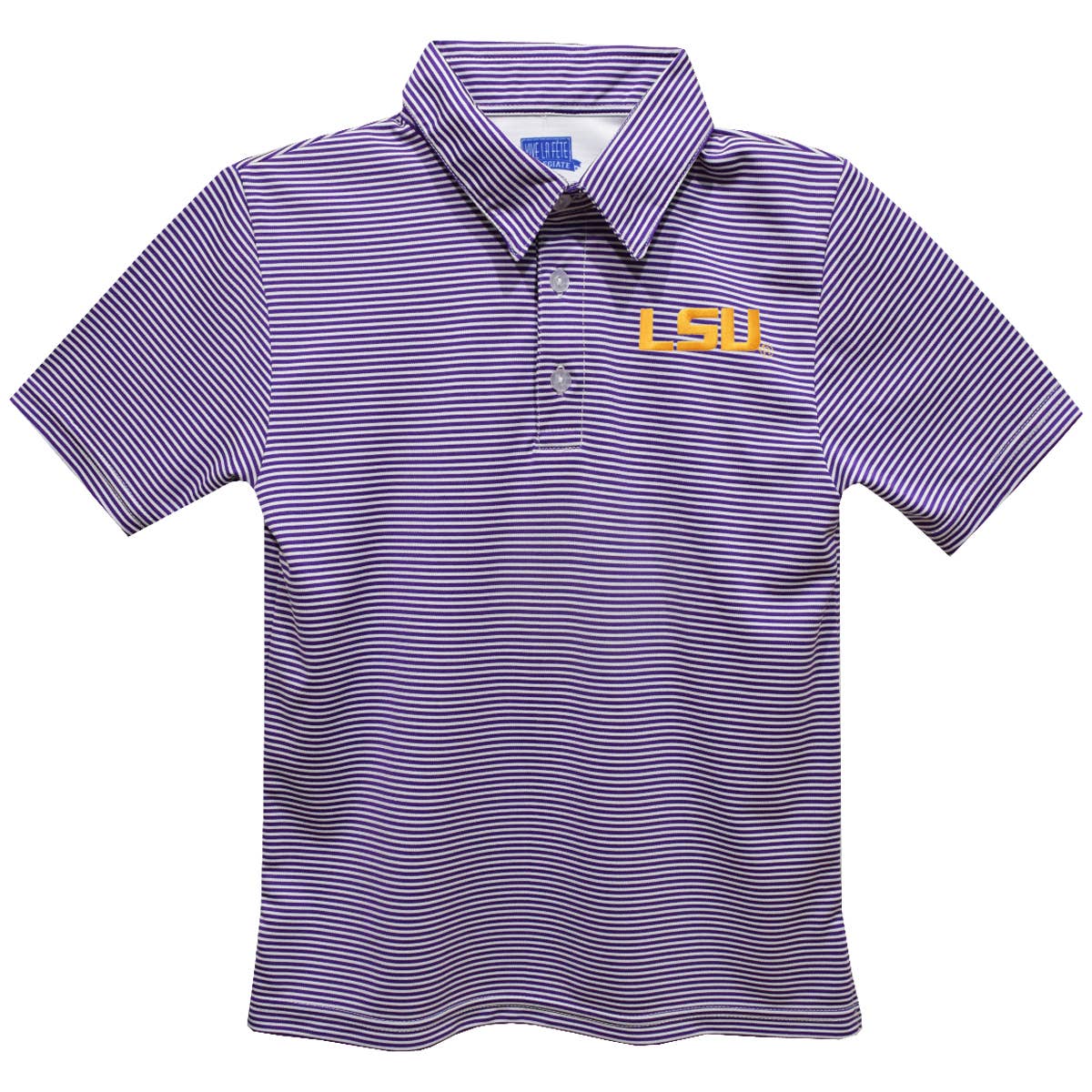 LSU Tigers Embroidered Purple Stripes Polo Shirt