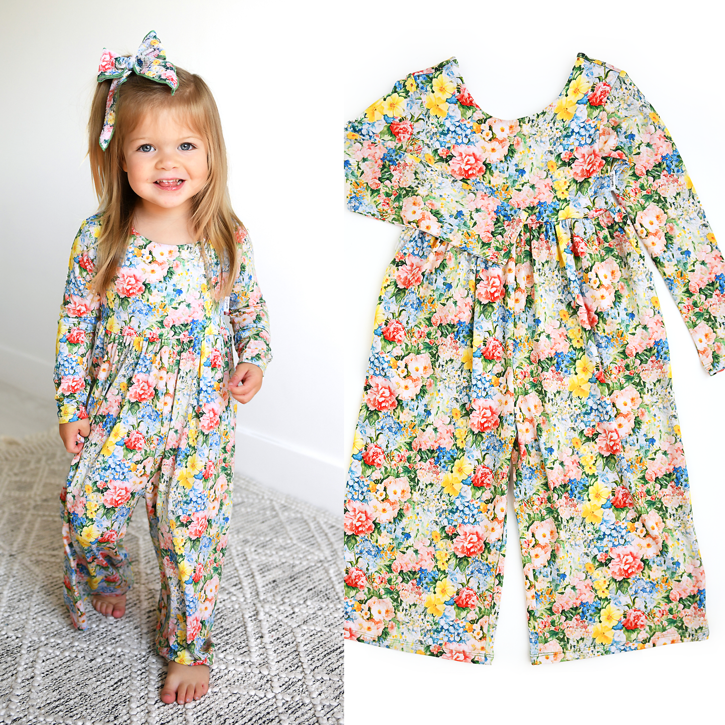Joanna WIDE LEG ROMPER Bamboo Floral Kids Clothing Outfit