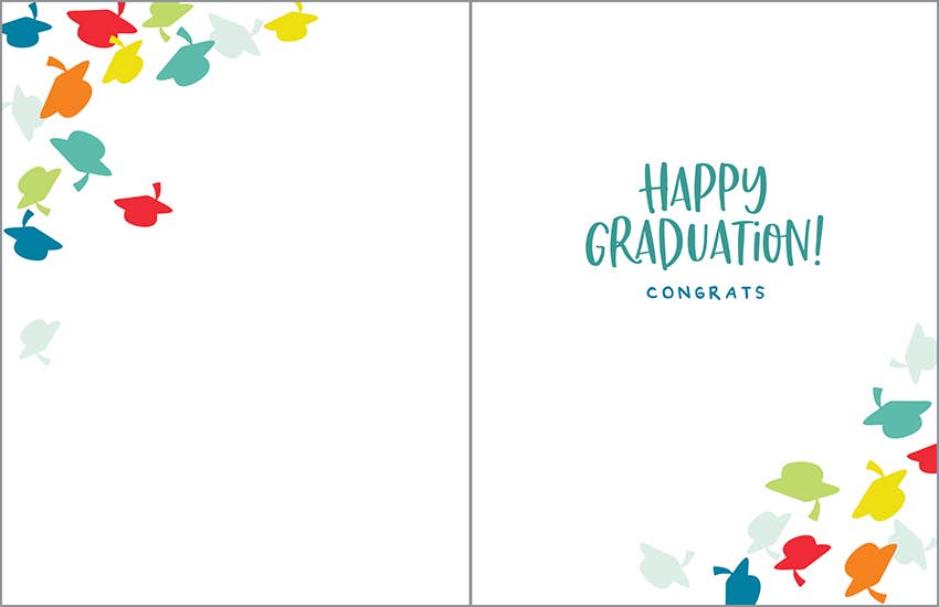 Graduation Greeting Card - Colorful Hat Toss