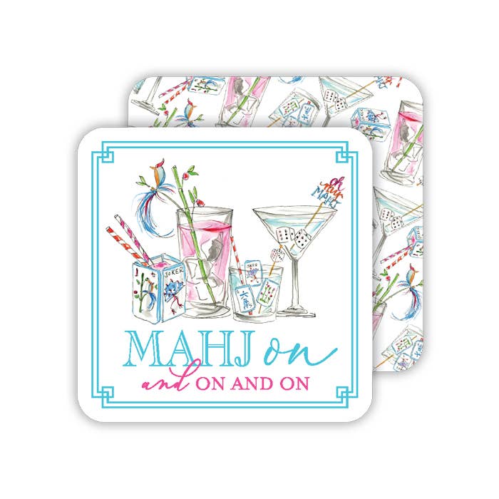 Mahjong Cocktails Mahj on and on and on Square Coaster