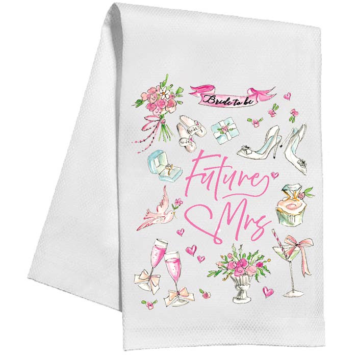 Handpainted Future Mrs. Bridal Icons Kitchen Towel